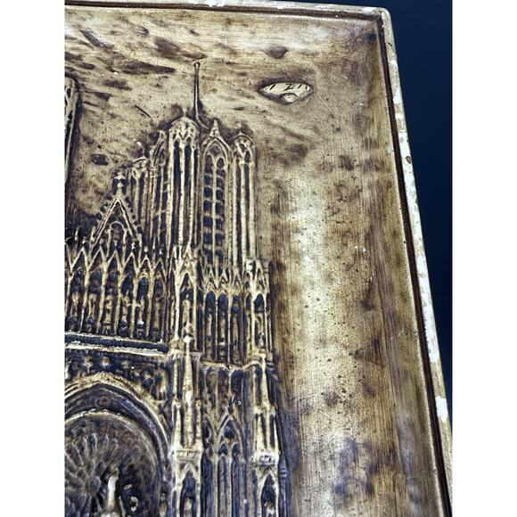 Ivorex Osborne Plaque Rheims Cathedral Made In England VTG Stone - Picture 4 of 10